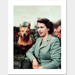 Queen Elizabeth and Corgi Posters and Art